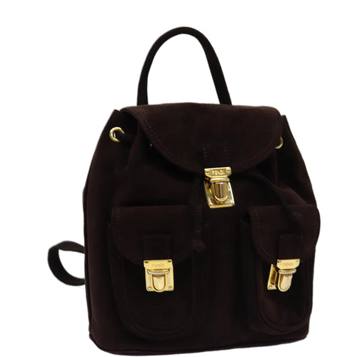 FENDI Backpack Suede Brown75806