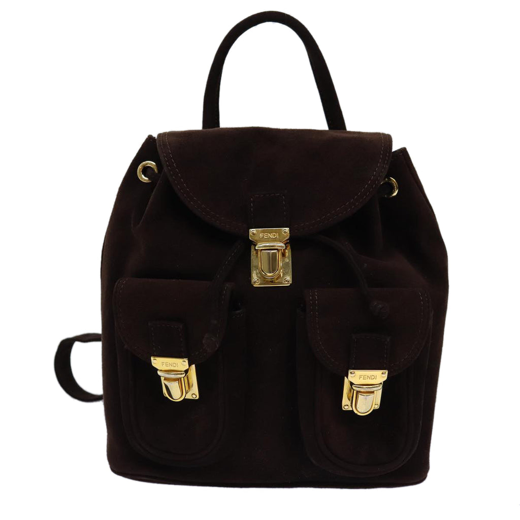 FENDI Backpack Suede Brown75806