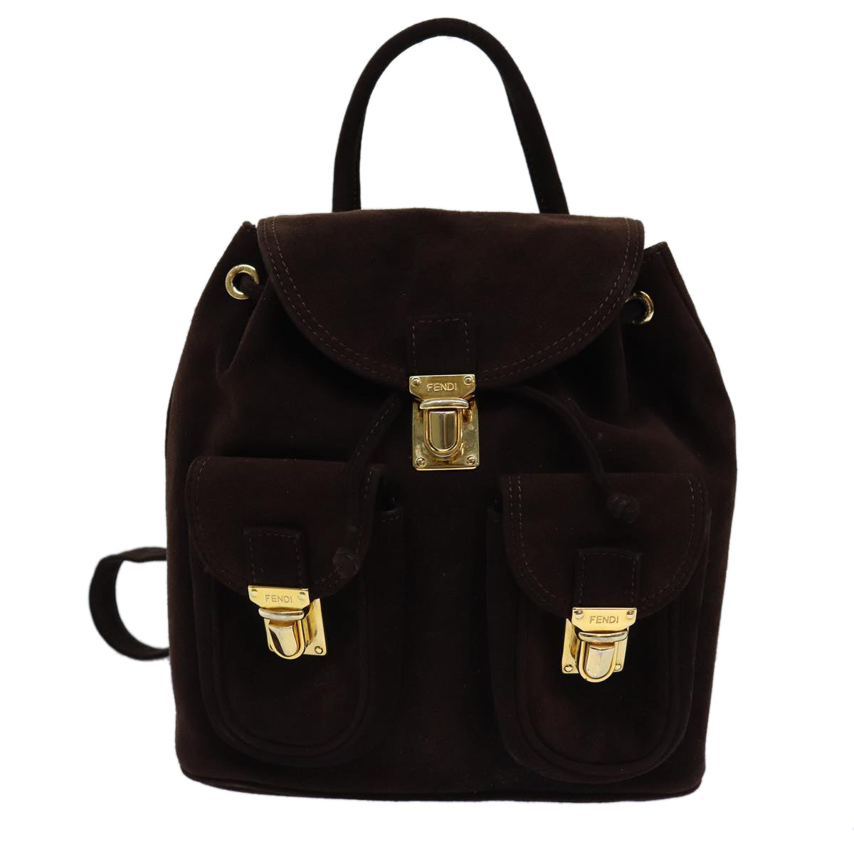 FENDI Backpack Suede Brown75806