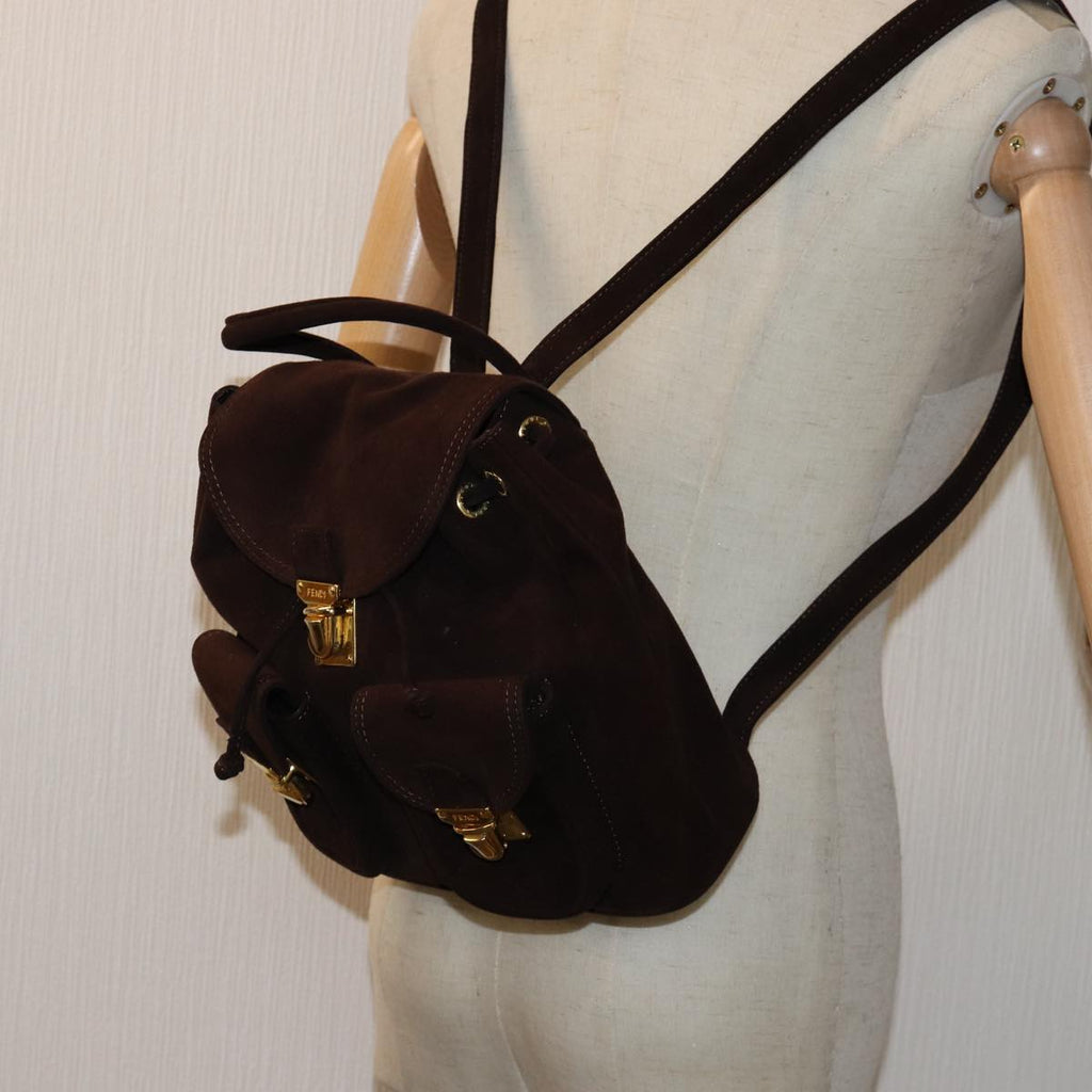 FENDI Backpack Suede Brown75806