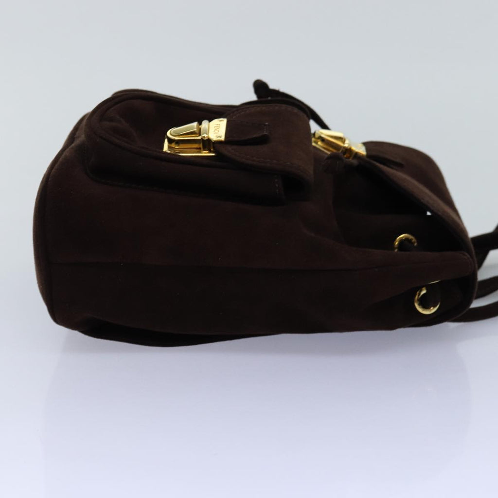 FENDI Backpack Suede Brown75806
