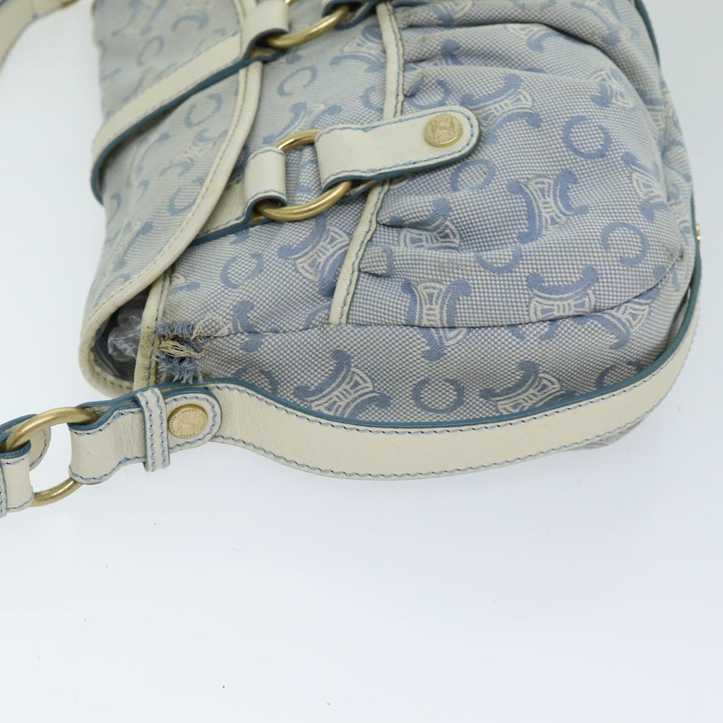 CELINE C Macadam Canvas Shoulder Bag Light Blue Auth 75808