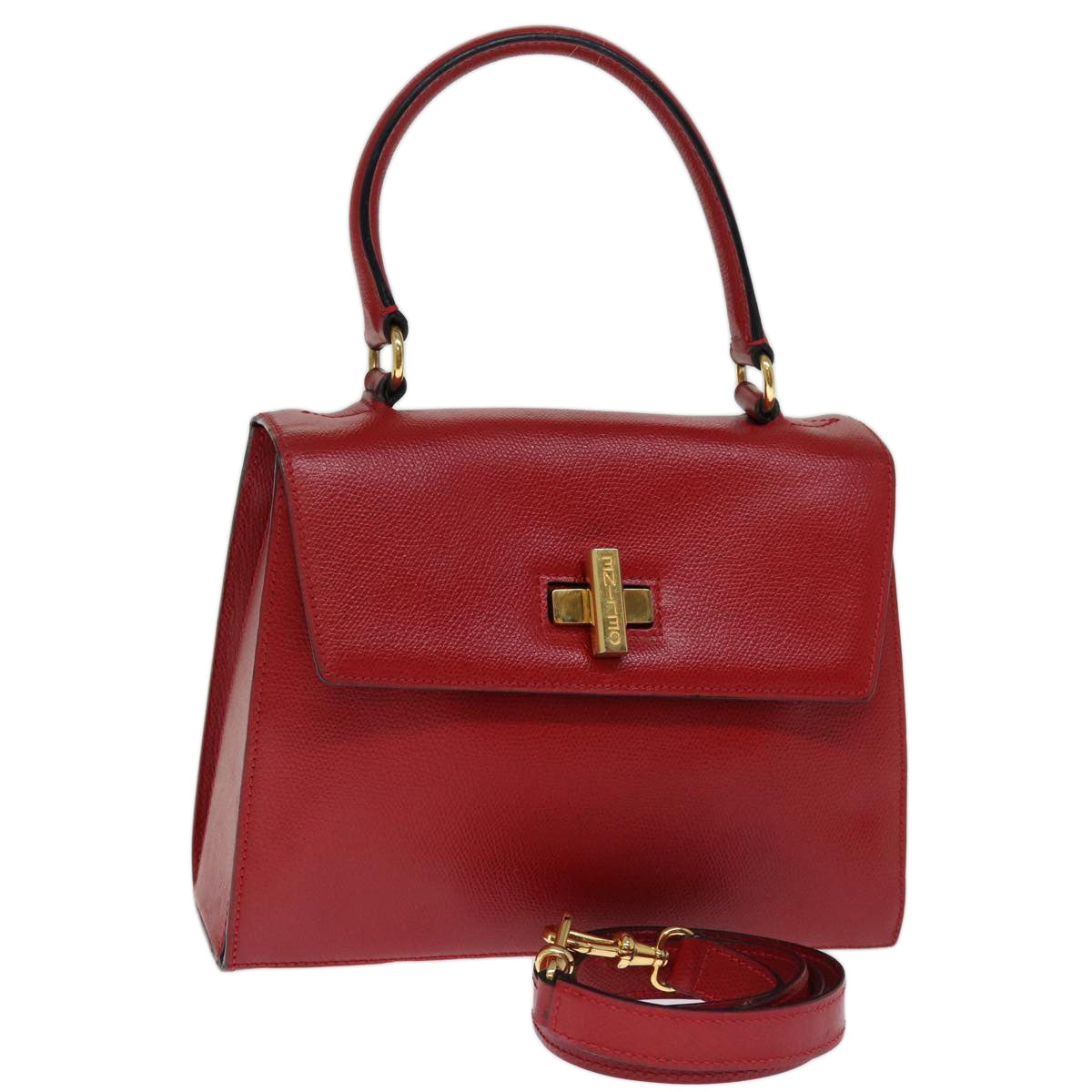 CELINE Hand Bag Leather 2way Red  75818