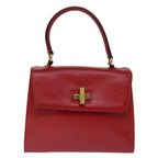 CELINE Hand Bag Leather 2way Red  75818