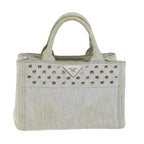 PRADA Canapa PM Hand Bag Canvas White 75821