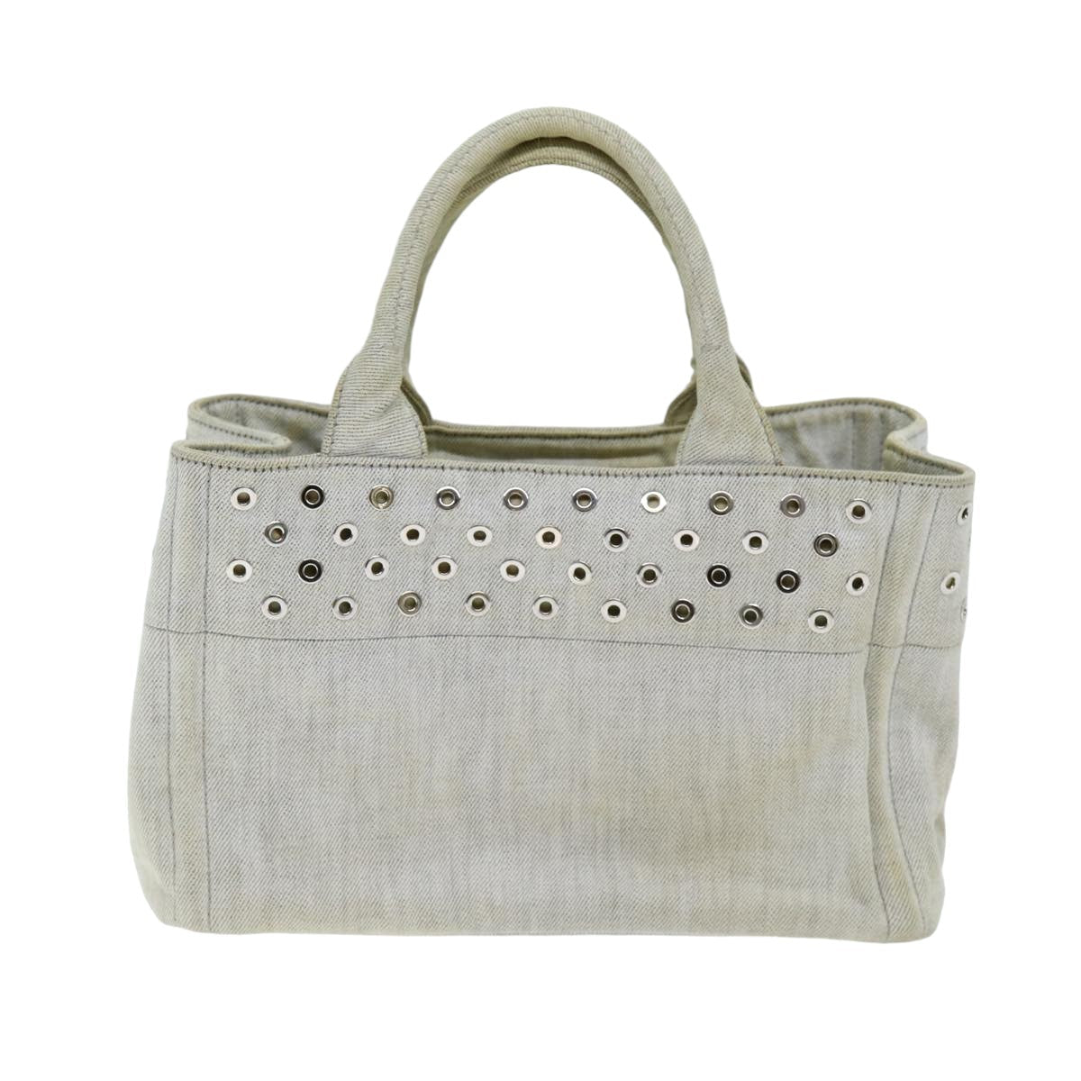 PRADA Canapa PM Hand Bag Canvas White 75821