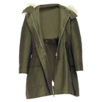Dior military fur hood belted coat