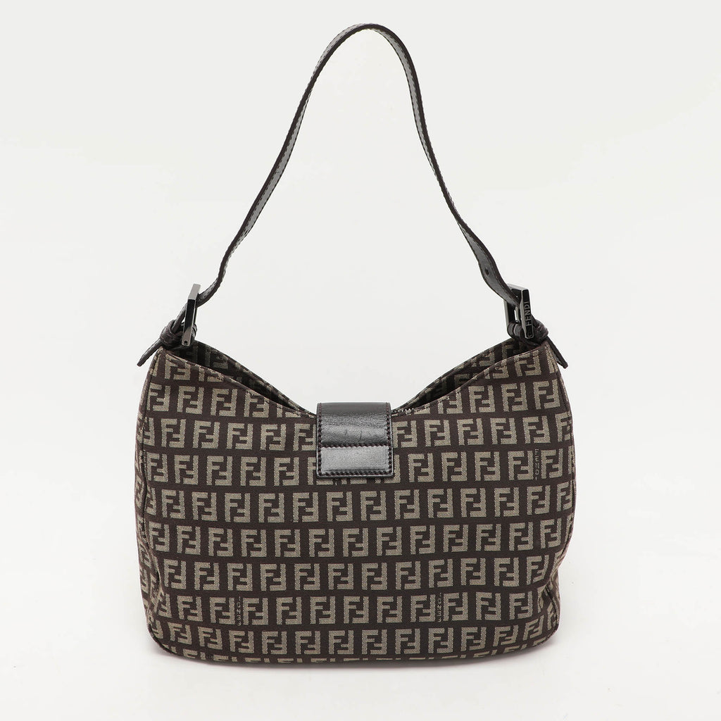 Fendi Zucchino Canvas And Leather Shoulder Bag