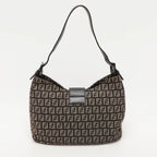Fendi Zucchino Canvas And Leather Shoulder Bag