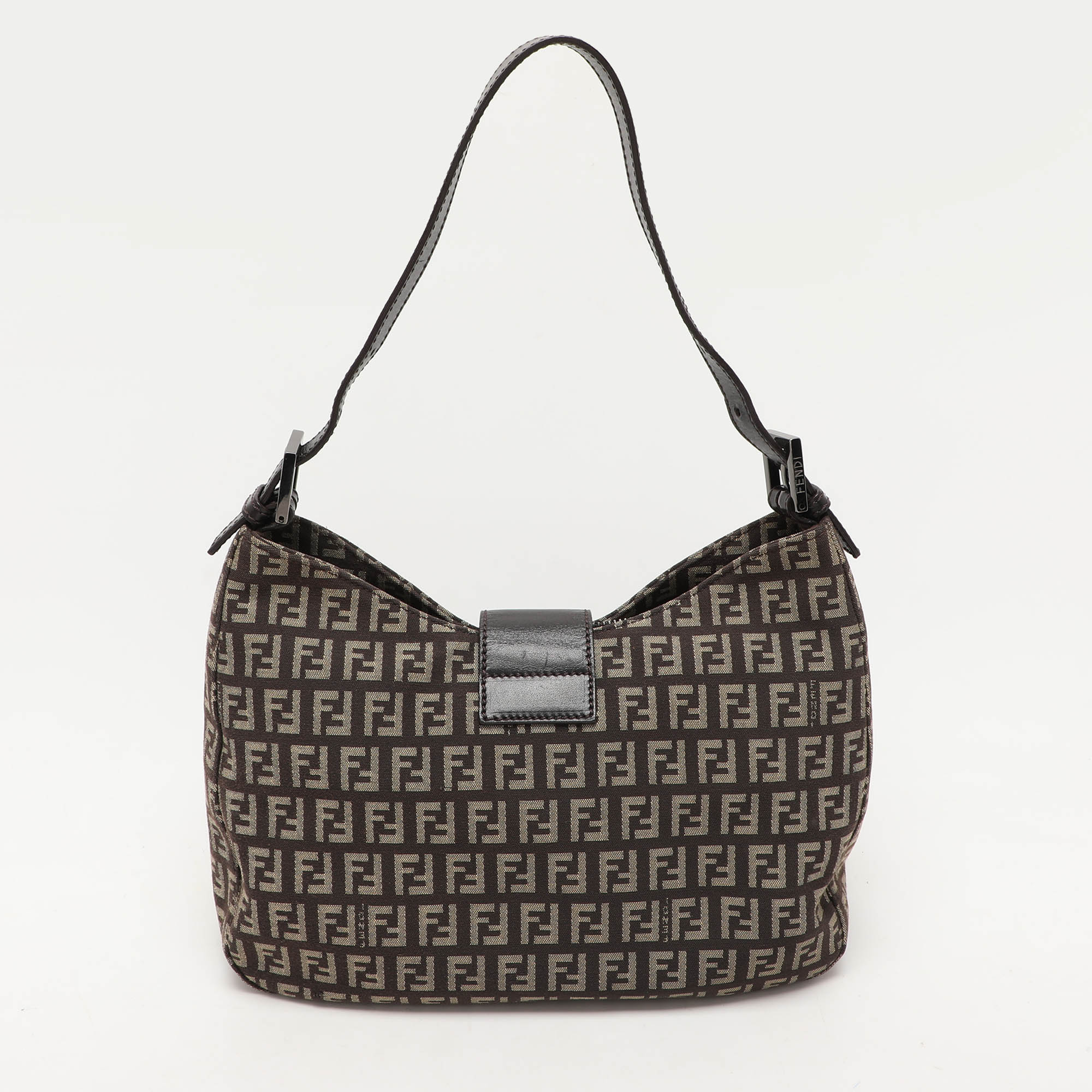 Fendi Zucchino Canvas And Leather Shoulder Bag