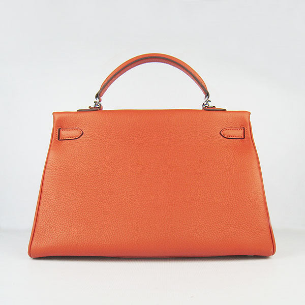 Hermes Kelly 35cm Togo Leather Handbag Orange/Silver