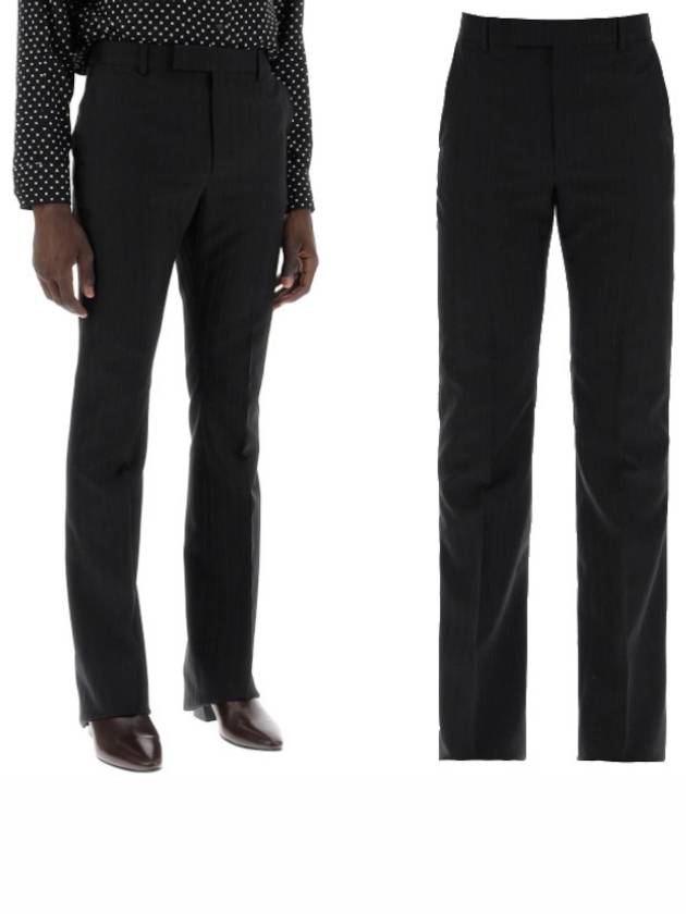 CELINE Striped Wool Flare Slacks Black