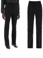 CELINE Striped Wool Flare Slacks Black