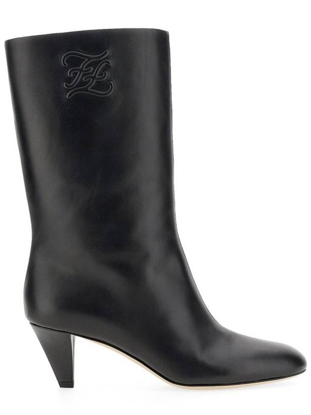 Fendi Karligraphy Logo Middle Boots Black