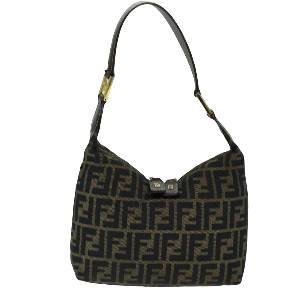 FENDI Zucca Canvas Hand Bag Black Brown76007