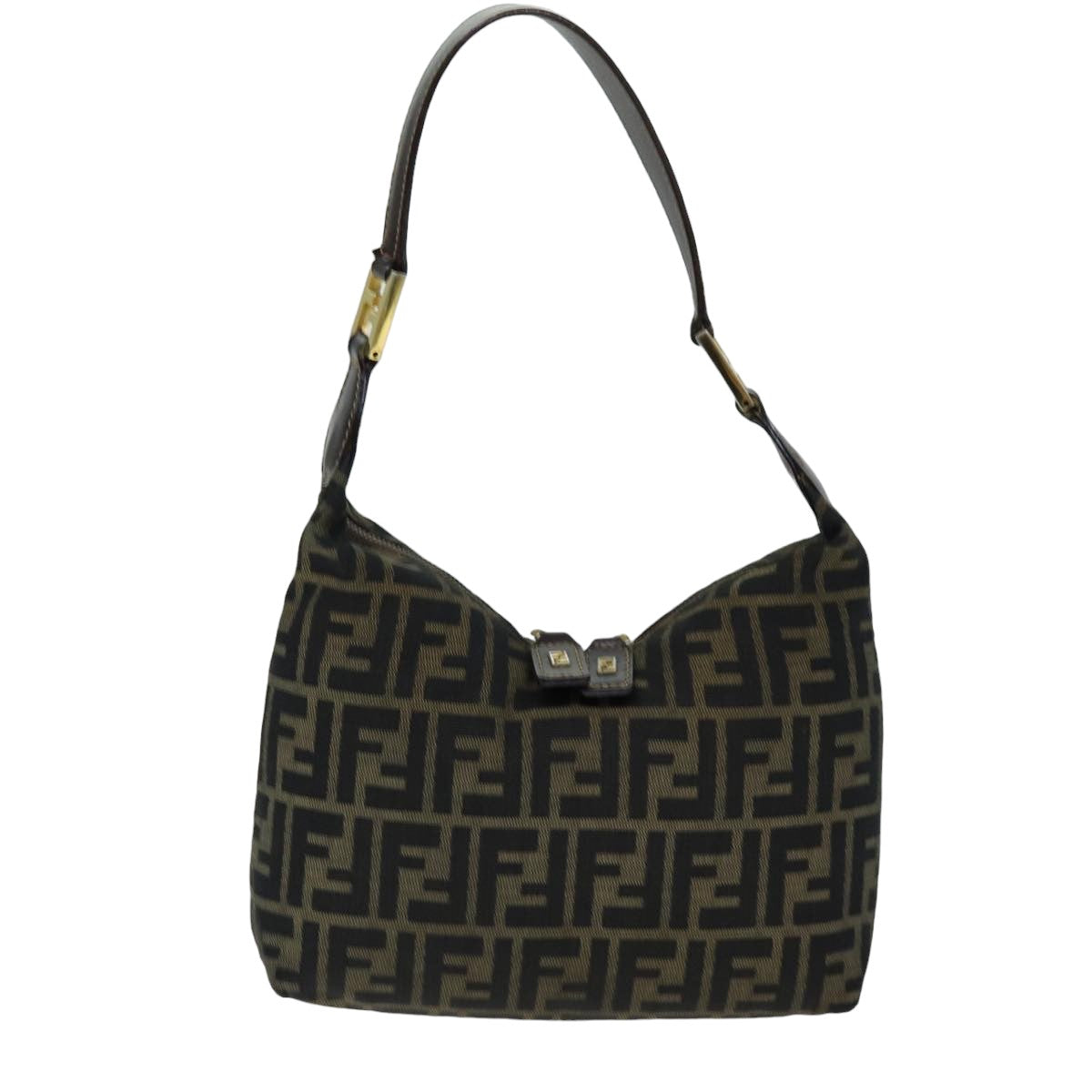 FENDI Zucca Canvas Hand Bag Black Brown76007