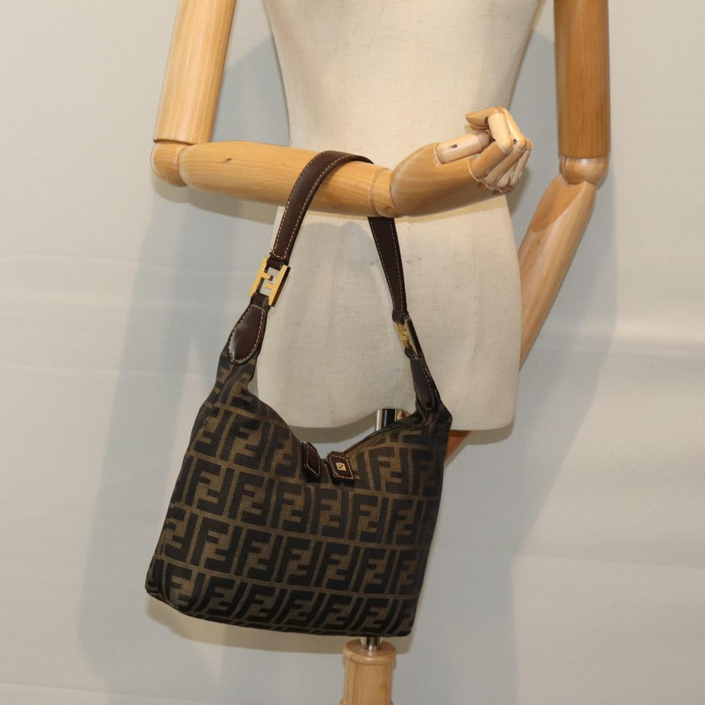 FENDI Zucca Canvas Hand Bag Black Brown76007
