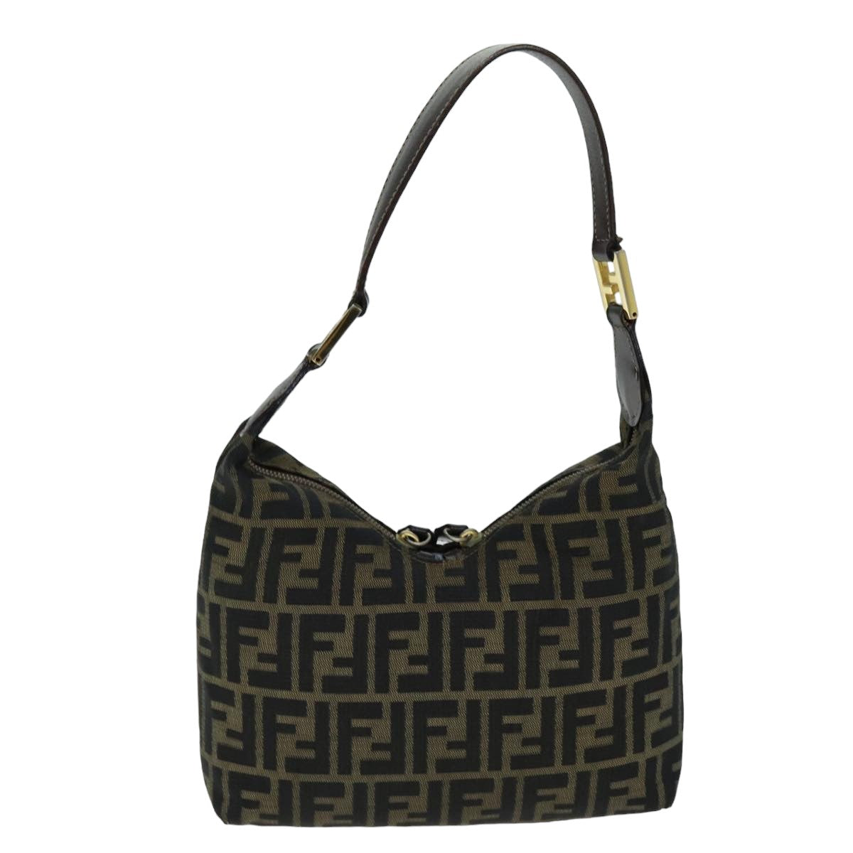 FENDI Zucca Canvas Hand Bag Black Brown76007