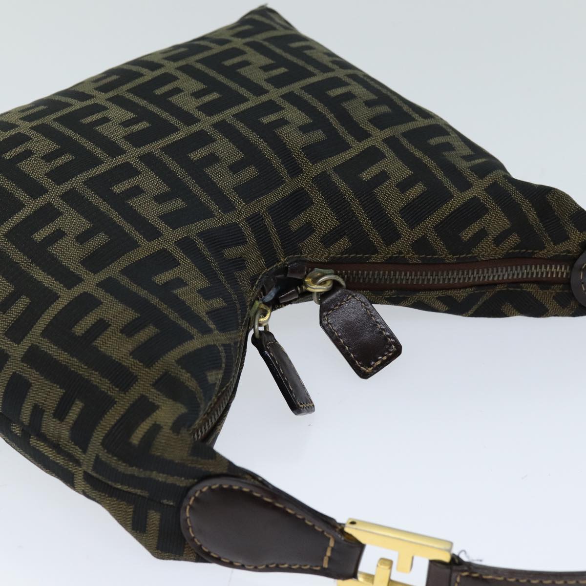 FENDI Zucca Canvas Hand Bag Black Brown76007
