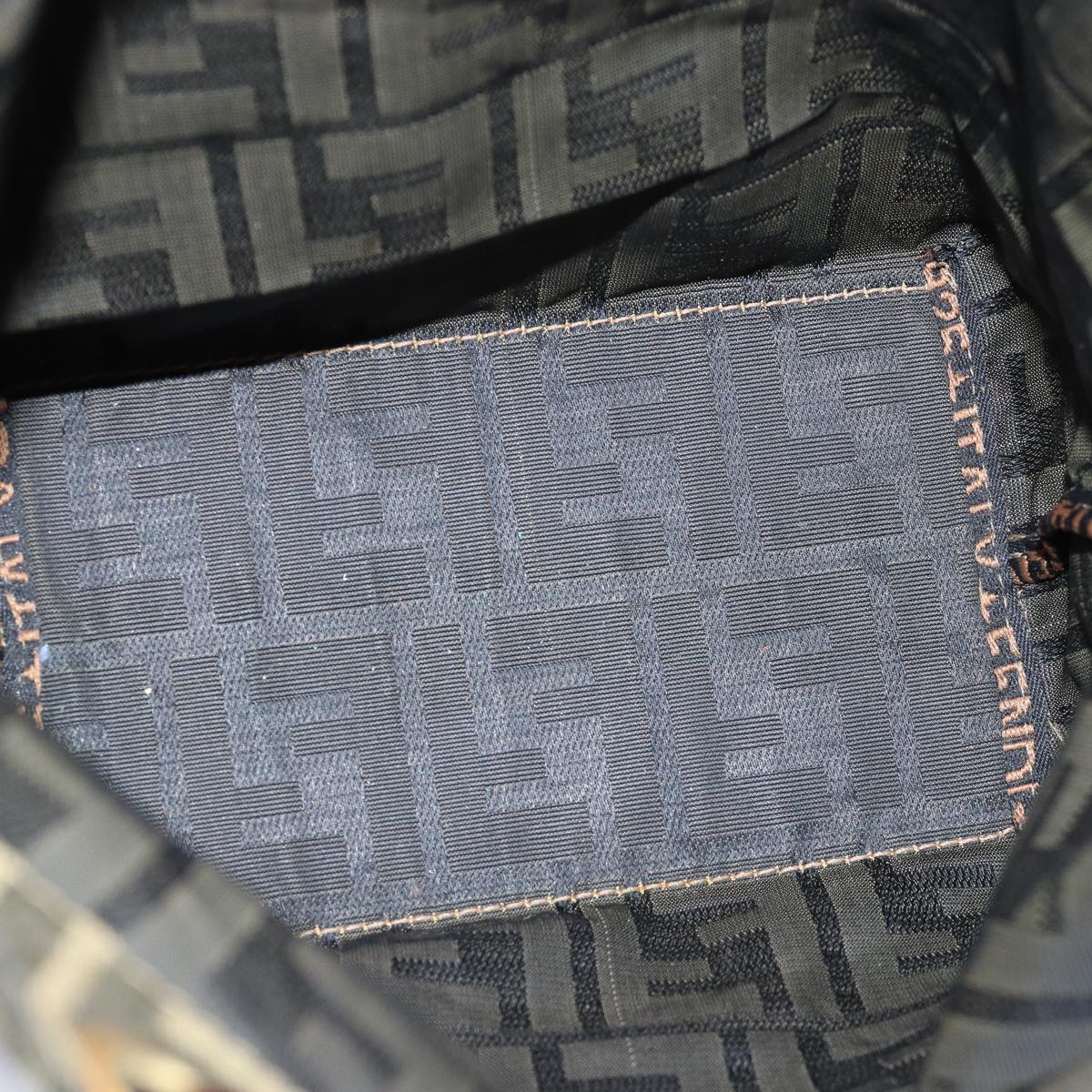 FENDI Zucca Canvas Hand Bag Black Brown76008