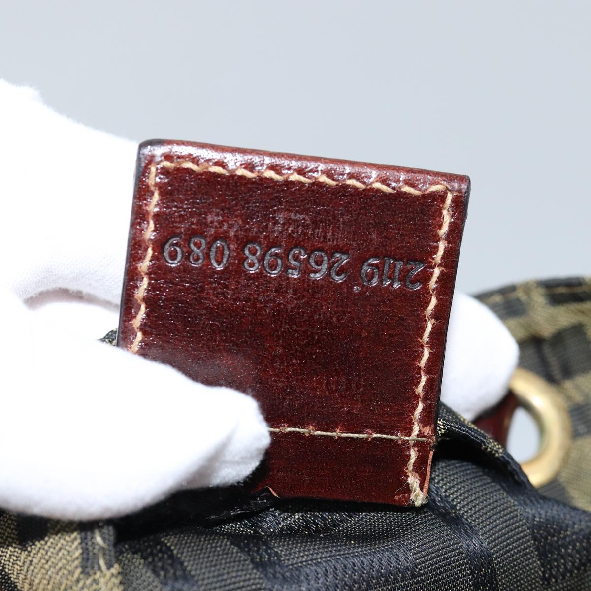 FENDI Zucca Canvas Hand Bag Black Brown76008