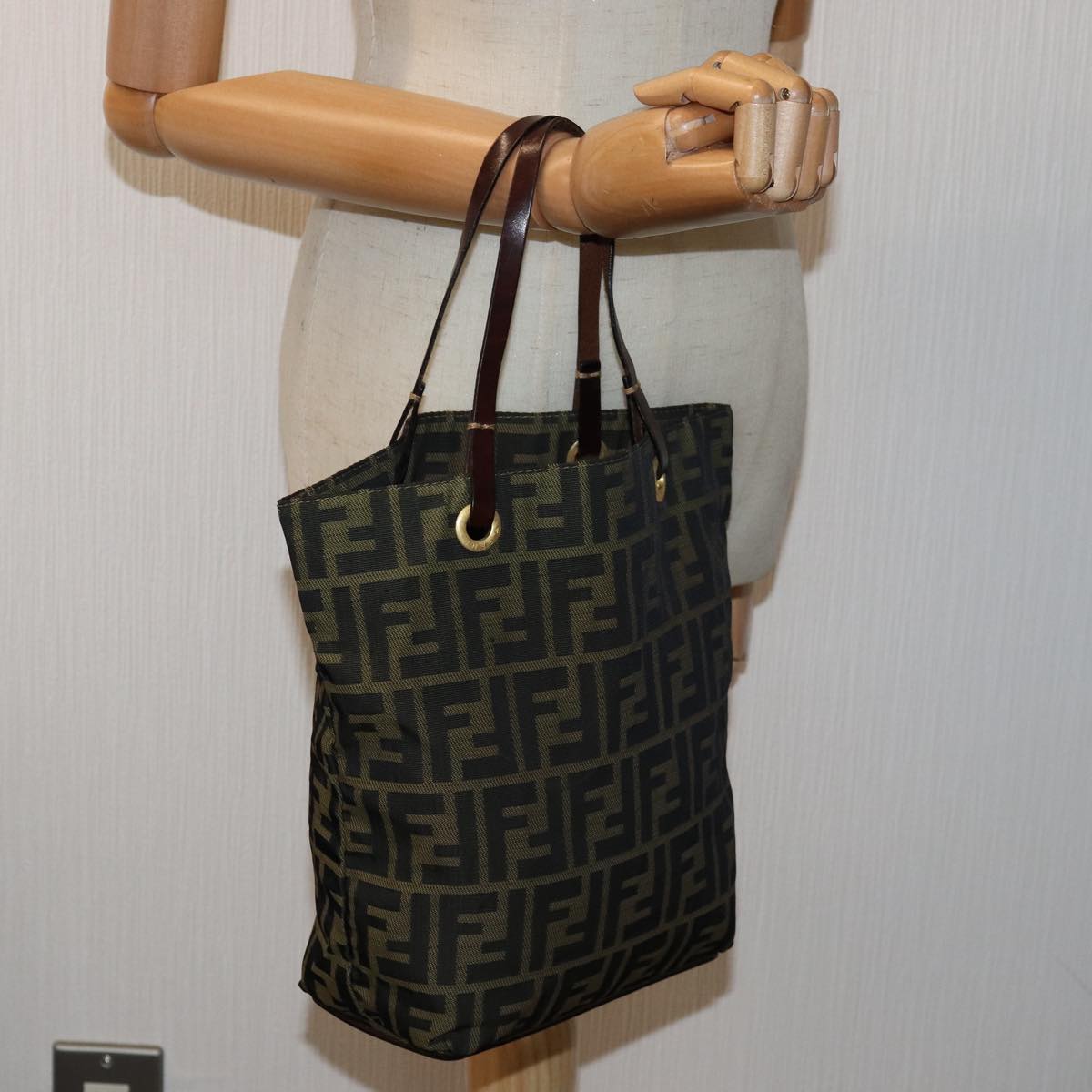 FENDI Zucca Canvas Hand Bag Black Brown76008