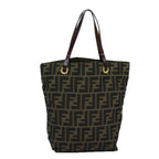 FENDI Zucca Canvas Hand Bag Black Brown76008