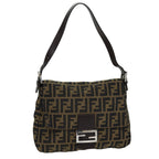 FENDI Zucca Canvas Mamma Baguette Shoulder Bag Black Brown76009