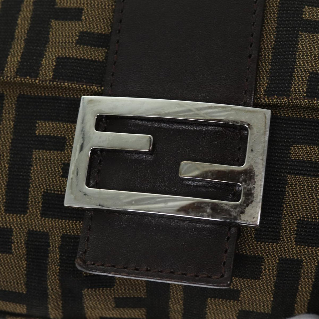FENDI Zucca Canvas Mamma Baguette Shoulder Bag Black Brown76009