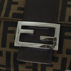 FENDI Zucca Canvas Mamma Baguette Shoulder Bag Black Brown76009