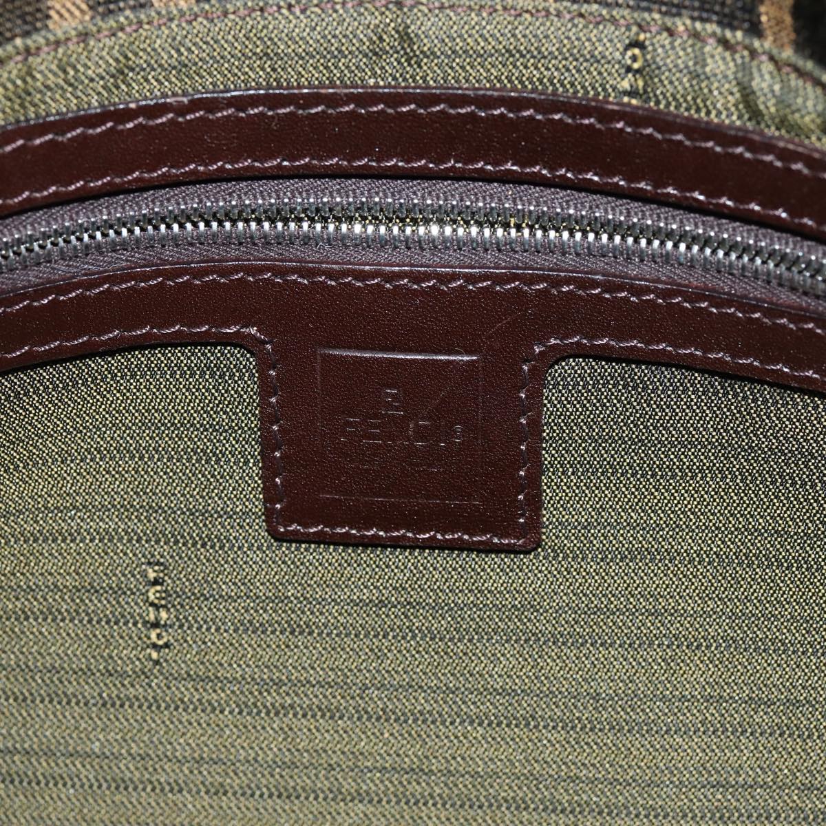 FENDI Zucca Canvas Mamma Baguette Shoulder Bag Black Brown76009