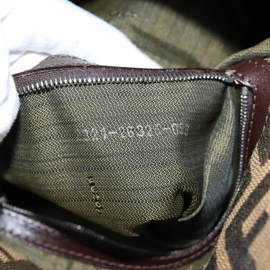 FENDI Zucca Canvas Mamma Baguette Shoulder Bag Black Brown76009