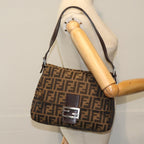FENDI Zucca Canvas Mamma Baguette Shoulder Bag Black Brown76009