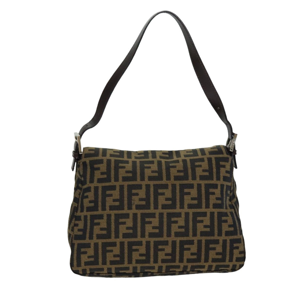 FENDI Zucca Canvas Mamma Baguette Shoulder Bag Black Brown76009