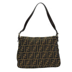 FENDI Zucca Canvas Mamma Baguette Shoulder Bag Black Brown76009