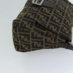 FENDI Zucca Canvas Mamma Baguette Shoulder Bag Black Brown76009