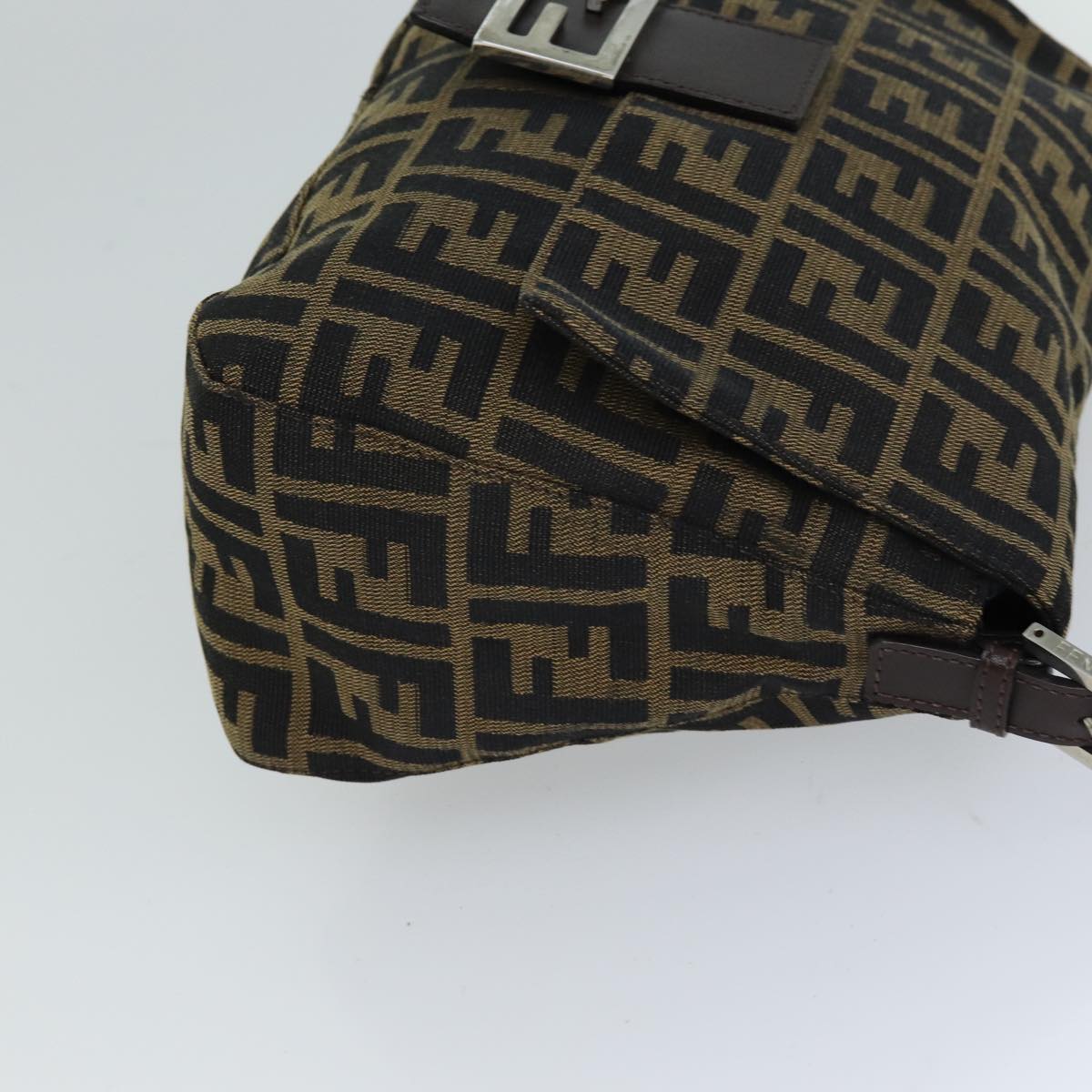 FENDI Zucca Canvas Mamma Baguette Shoulder Bag Black Brown76009