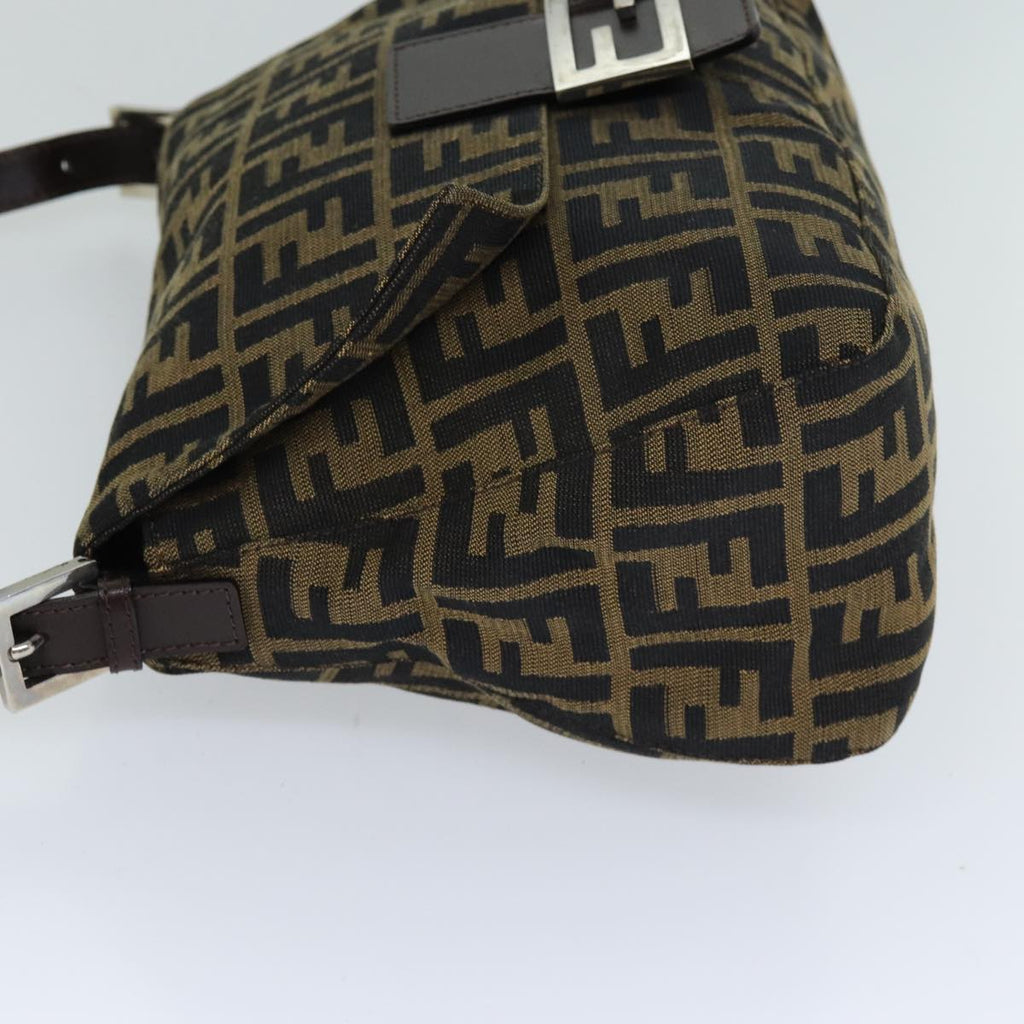 FENDI Zucca Canvas Mamma Baguette Shoulder Bag Black Brown76009