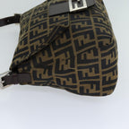 FENDI Zucca Canvas Mamma Baguette Shoulder Bag Black Brown76009
