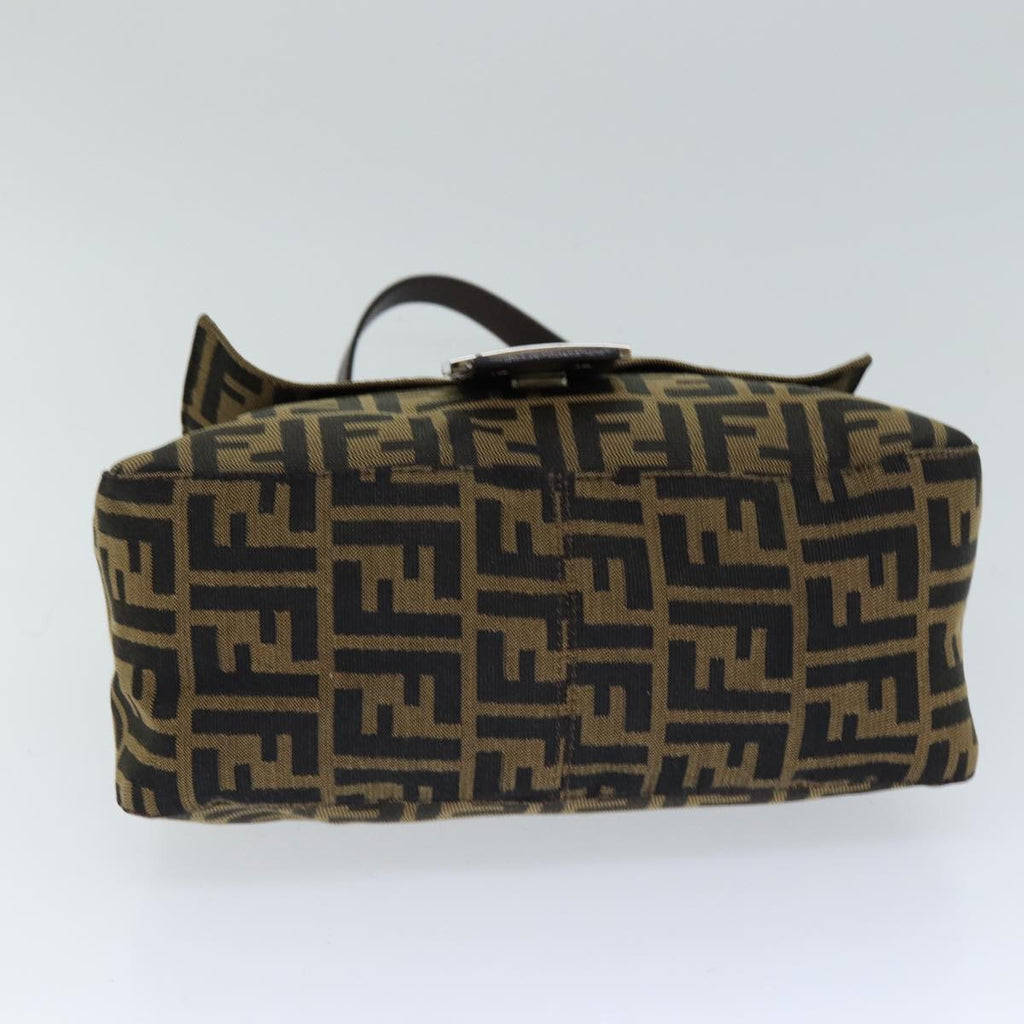 FENDI Zucca Canvas Mamma Baguette Shoulder Bag Black Brown76009
