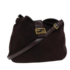 FENDI Mamma Baguette Shoulder Bag Suede Brown76015