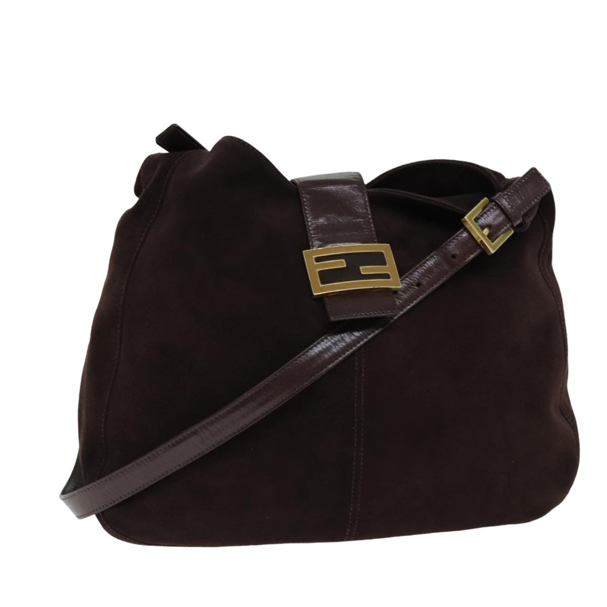 FENDI Mamma Baguette Shoulder Bag Suede Brown76015