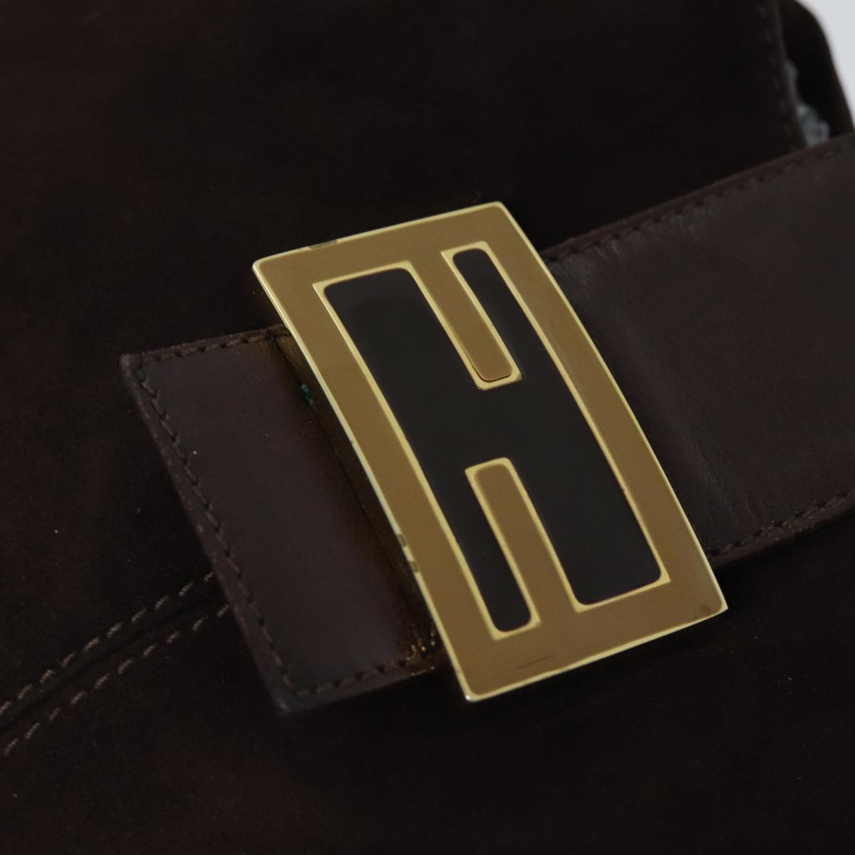 FENDI Mamma Baguette Shoulder Bag Suede Brown76015