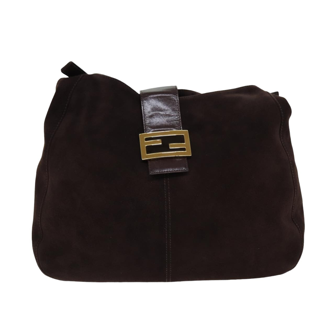 FENDI Mamma Baguette Shoulder Bag Suede Brown76015
