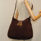 FENDI Mamma Baguette Shoulder Bag Suede Brown76015
