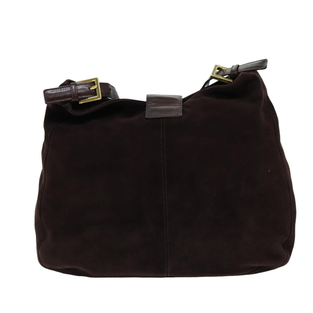 FENDI Mamma Baguette Shoulder Bag Suede Brown76015