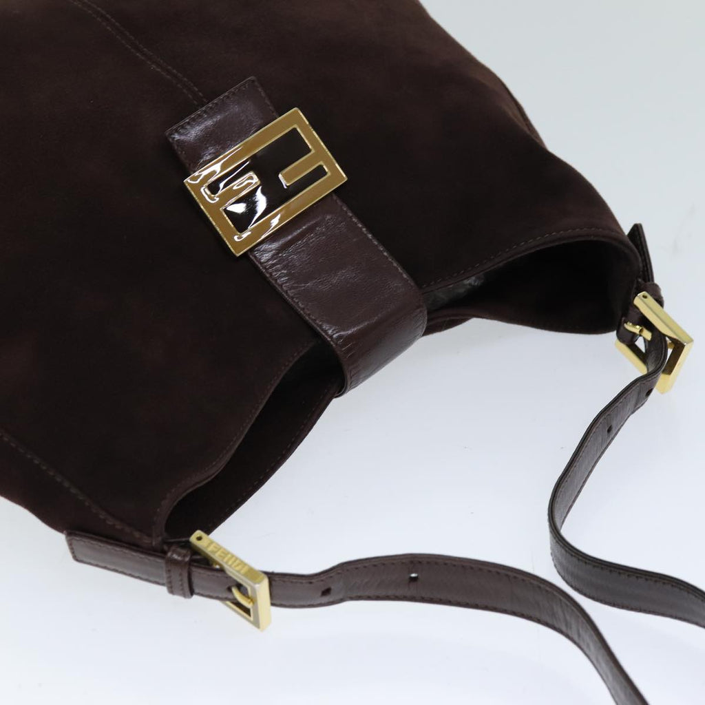 FENDI Mamma Baguette Shoulder Bag Suede Brown76015