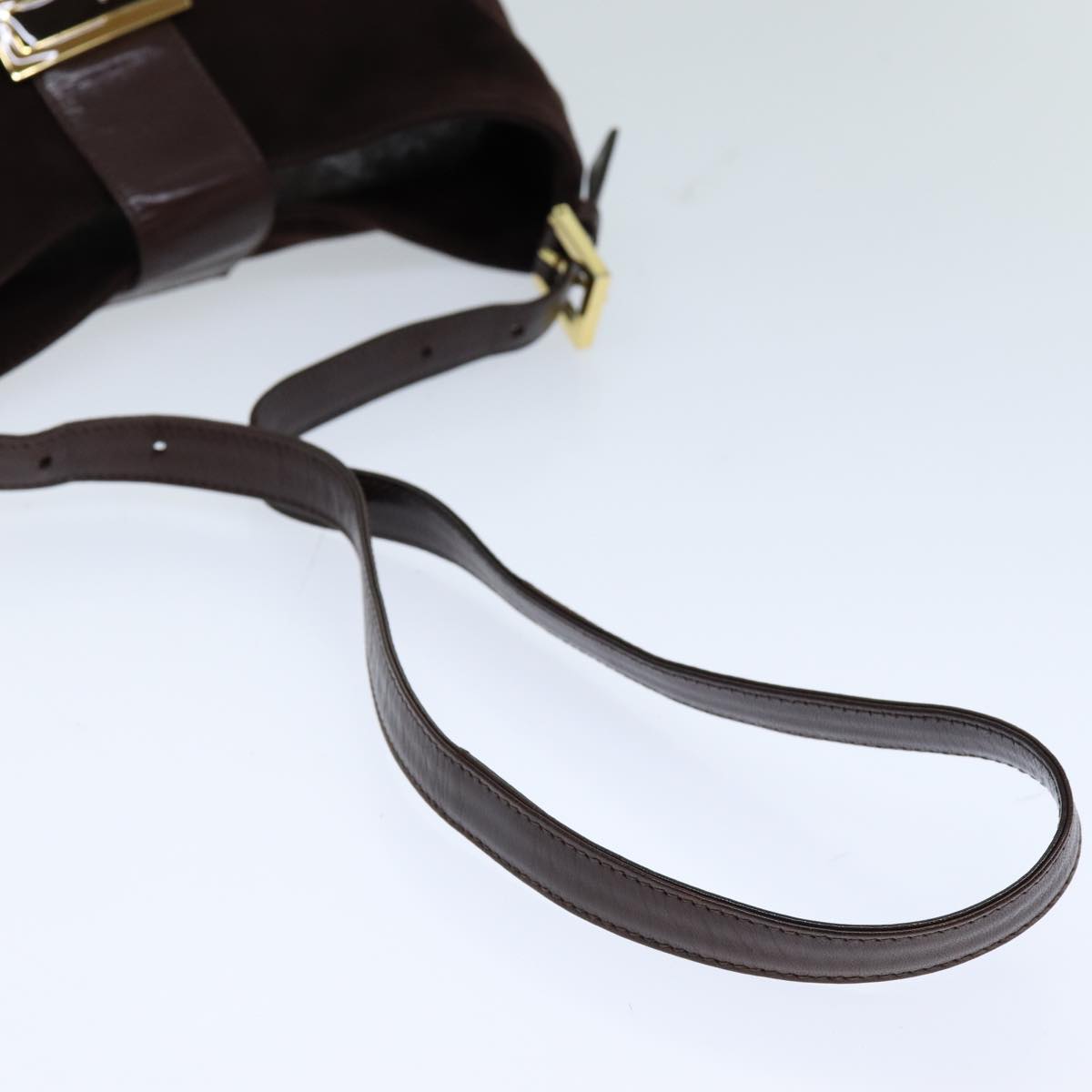 FENDI Mamma Baguette Shoulder Bag Suede Brown76015
