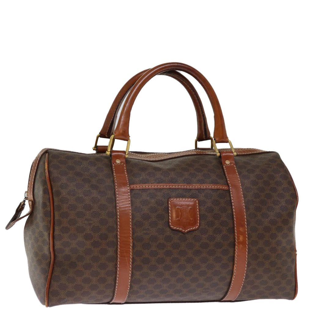 CELINE Macadam Canvas Boston Bag PVC Leather Brown  76021