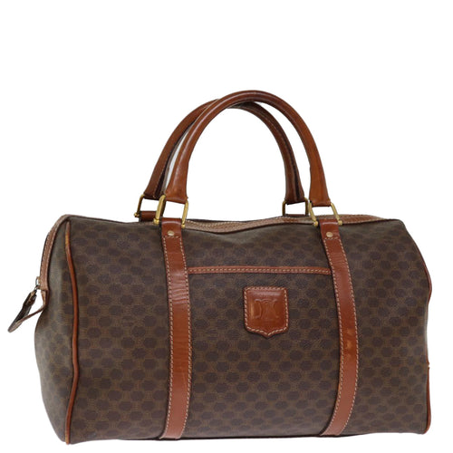 CELINE Macadam Canvas Boston Bag PVC Leather Brown  76021